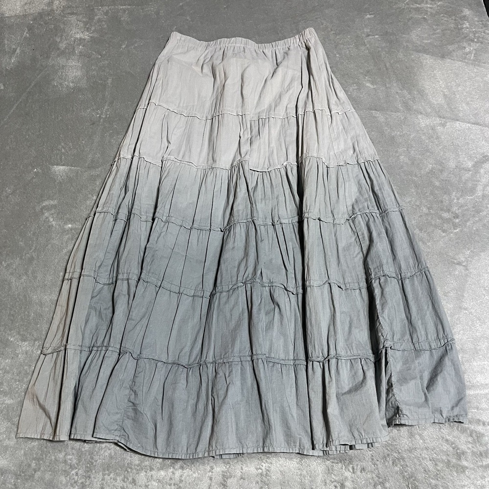 Chicos Maxi Skirt Womens Small Gray Tiered Faded Grunge Fairycore Whimsigoth Y2K